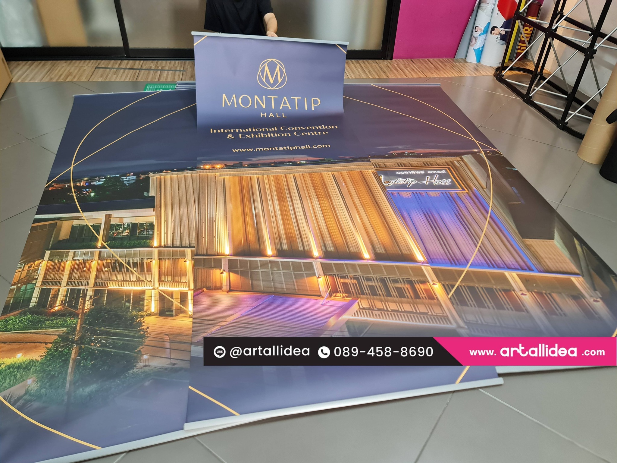 โรลอัพ ป้ายแบนเนอร์ roll up ขนาด 80x200 cm โครงอลูมิเนียม